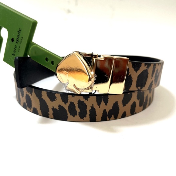 NWT Kate Spade Reversible Leopard Animal Print & Black Belt – Gold Buckle main image 8